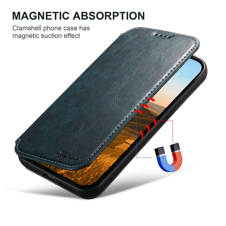 For iPhone 16 Suteni J05 Leather Magnetic MagSafe Phone Case(Blue) by Suteni