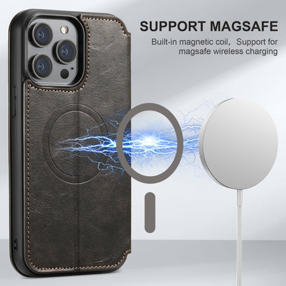 For iPhone 16 Pro Suteni J05 Leather Magnetic MagSafe Phone Case(Black) by Suteni