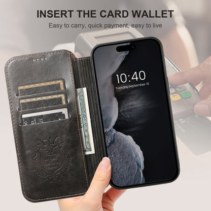 For iPhone 16 Pro Suteni J05 Leather Magnetic MagSafe Phone Case(Black) by Suteni