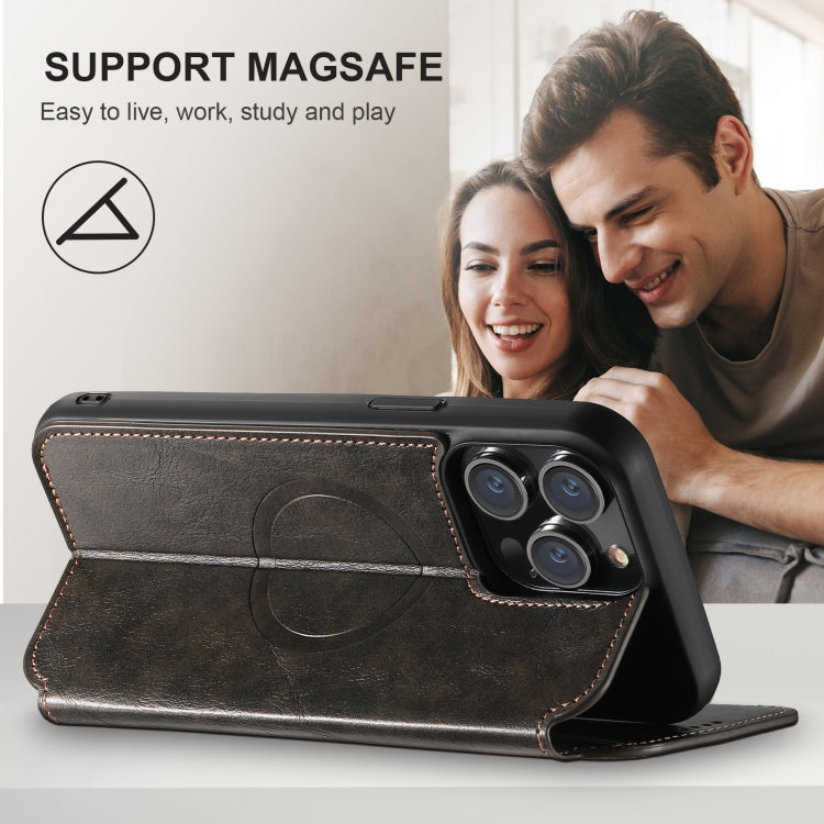 For iPhone 16 Pro Suteni J05 Leather Magnetic MagSafe Phone Case(Black) by Suteni