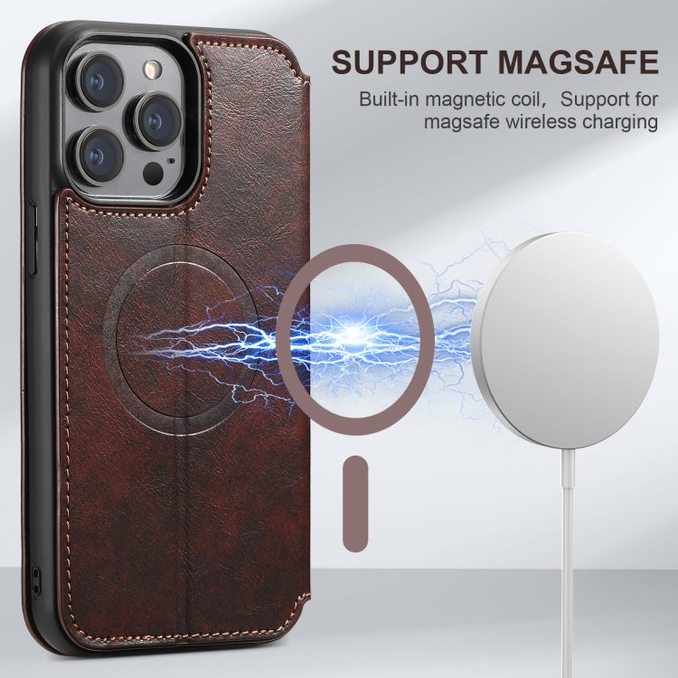 For iPhone 16 Pro Suteni J05 Leather Magnetic MagSafe Phone Case(Brown) by Suteni
