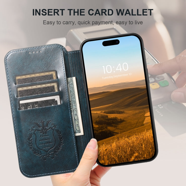 For iPhone 16 Pro Suteni J05 Leather Magnetic MagSafe Phone Case(Blue) by Suteni