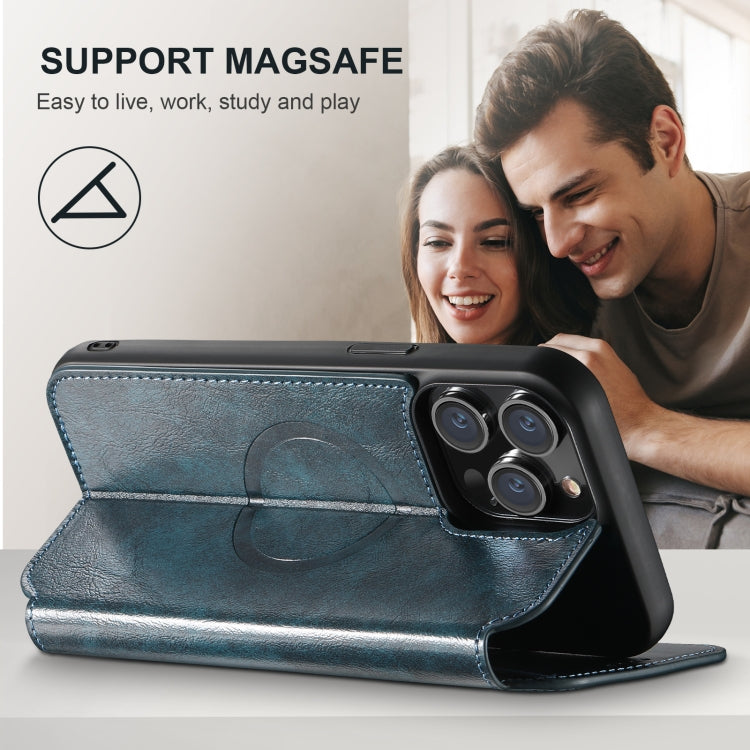 For iPhone 16 Pro Suteni J05 Leather Magnetic MagSafe Phone Case(Blue) by Suteni