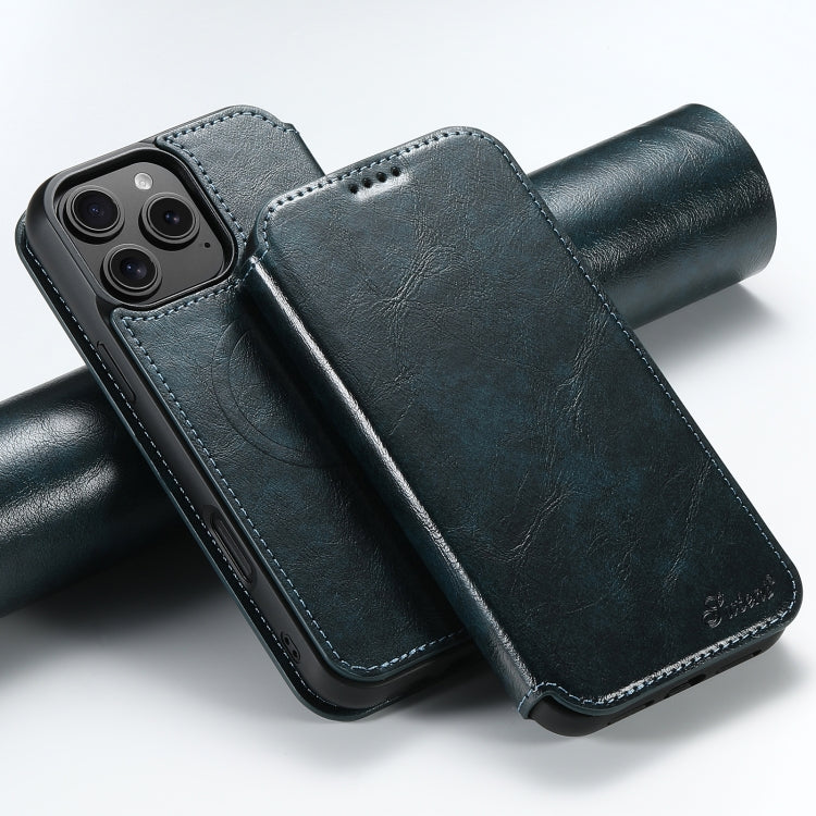For iPhone 16 Pro Suteni J05 Leather Magnetic MagSafe Phone Case(Blue) by Suteni