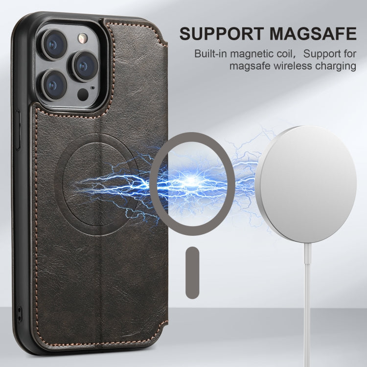 For iPhone 16 Plus Suteni J05 Leather Magnetic MagSafe Phone Case(Black) by Suteni