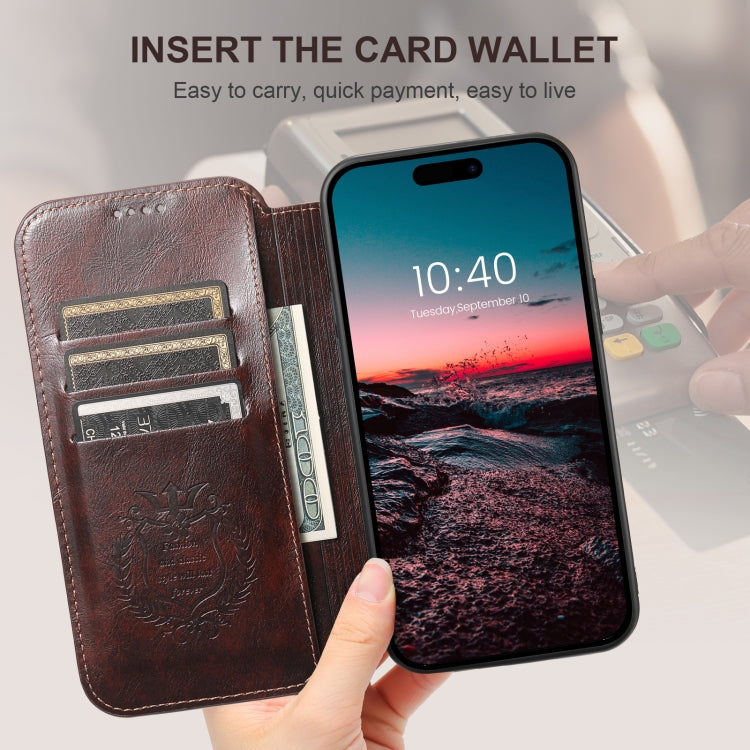 For iPhone 16 Plus Suteni J05 Leather Magnetic MagSafe Phone Case(Brown) by Suteni