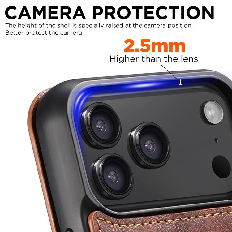 For iPhone 17 Pro Max Suteni J05 Leather Magnetic MagSafe Phone Case(Khaki) - iPhone 17 Pro Max Cases by Suteni | Online Shopping UK | buy2fix