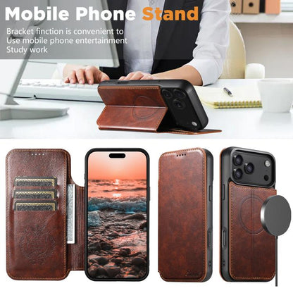 For iPhone 17 Pro Max Suteni J05 Leather Magnetic MagSafe Phone Case(Khaki) - iPhone 17 Pro Max Cases by Suteni | Online Shopping UK | buy2fix