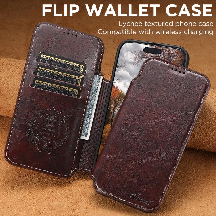 For iPhone 17 Pro Suteni J05 Leather Magnetic MagSafe Phone Case(Brown) - iPhone 17 Pro Cases by Suteni | Online Shopping UK | buy2fix