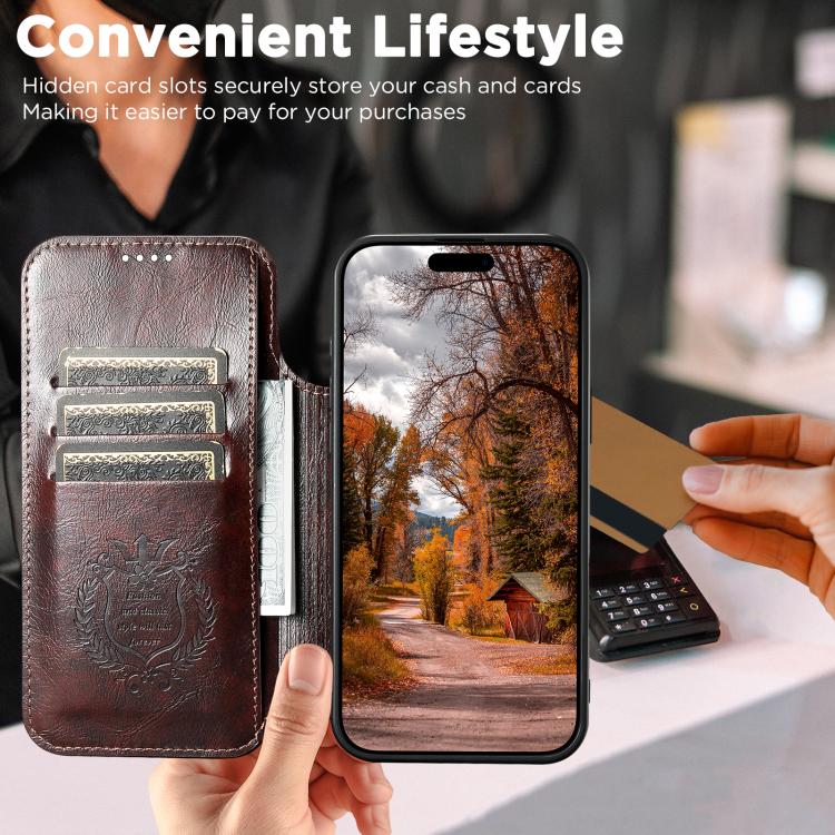 For iPhone 17 Pro Suteni J05 Leather Magnetic MagSafe Phone Case(Brown) - iPhone 17 Pro Cases by Suteni | Online Shopping UK | buy2fix