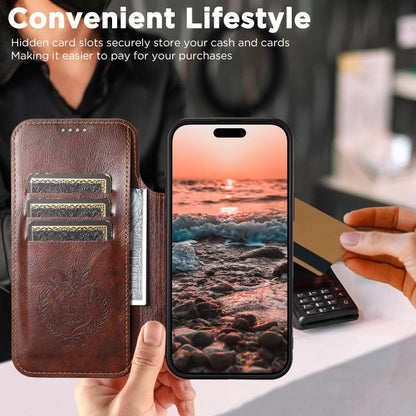 For iPhone 17 Pro Suteni J05 Leather Magnetic MagSafe Phone Case(Khaki) - iPhone 17 Pro Cases by Suteni | Online Shopping UK | buy2fix