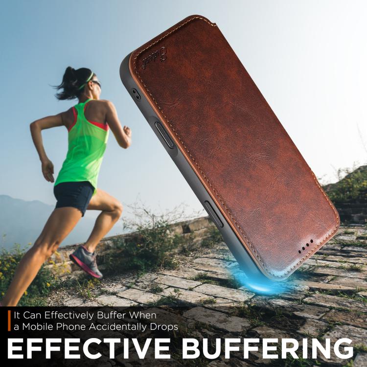 For iPhone 17 Pro Suteni J05 Leather Magnetic MagSafe Phone Case(Khaki) - iPhone 17 Pro Cases by Suteni | Online Shopping UK | buy2fix