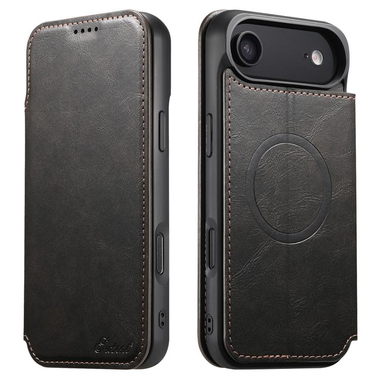 For iPhone Air Suteni J05 Leather Magnetic MagSafe Phone Case(Black) - iPhone Air Cases by Suteni | Online Shopping UK | buy2fix