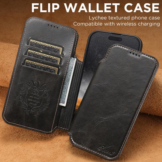 For iPhone Air Suteni J05 Leather Magnetic MagSafe Phone Case(Black) - iPhone Air Cases by Suteni | Online Shopping UK | buy2fix