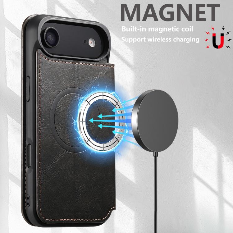 For iPhone Air Suteni J05 Leather Magnetic MagSafe Phone Case(Black) - iPhone Air Cases by Suteni | Online Shopping UK | buy2fix
