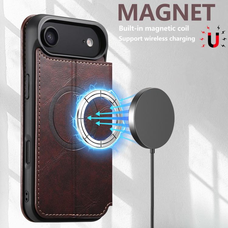 For iPhone Air Suteni J05 Leather Magnetic MagSafe Phone Case(Brown) - iPhone Air Cases by Suteni | Online Shopping UK | buy2fix
