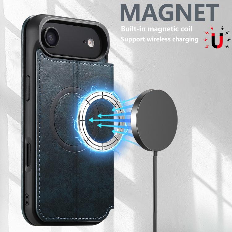 For iPhone Air Suteni J05 Leather Magnetic MagSafe Phone Case(Blue) - iPhone Air Cases by Suteni | Online Shopping UK | buy2fix
