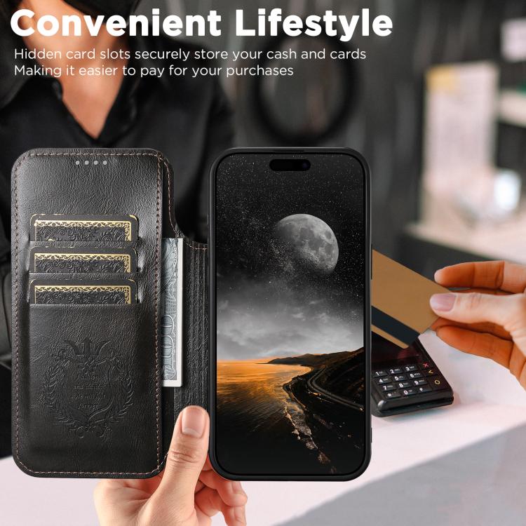 For iPhone 17 Suteni J05 Leather Magnetic MagSafe Phone Case(Black) - iPhone 17 Cases by Suteni | Online Shopping UK | buy2fix