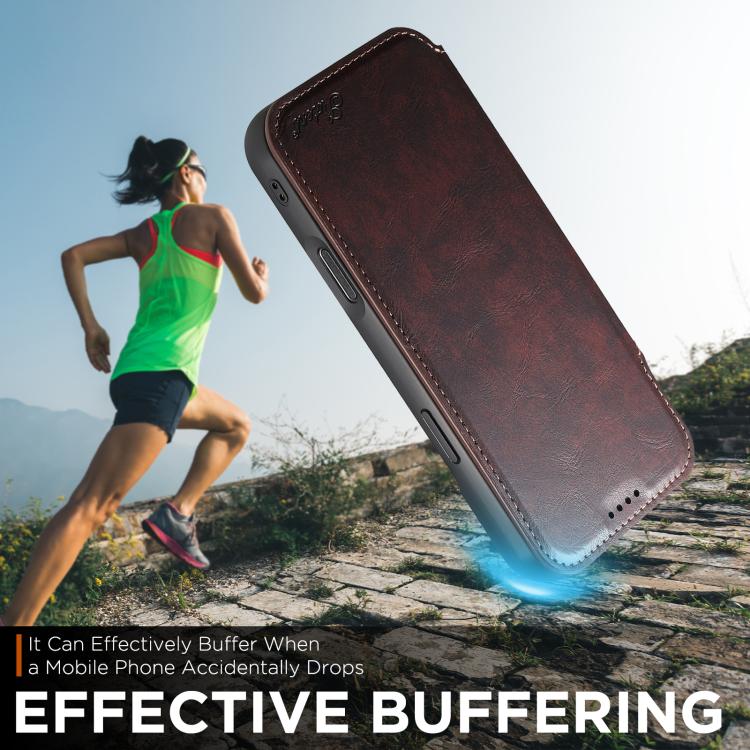 For iPhone 17 Suteni J05 Leather Magnetic MagSafe Phone Case(Brown) - iPhone 17 Cases by Suteni | Online Shopping UK | buy2fix