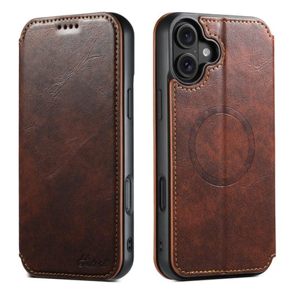 For iPhone 17 Suteni J05 Leather Magnetic MagSafe Phone Case(Khaki) - iPhone 17 Cases by Suteni | Online Shopping UK | buy2fix