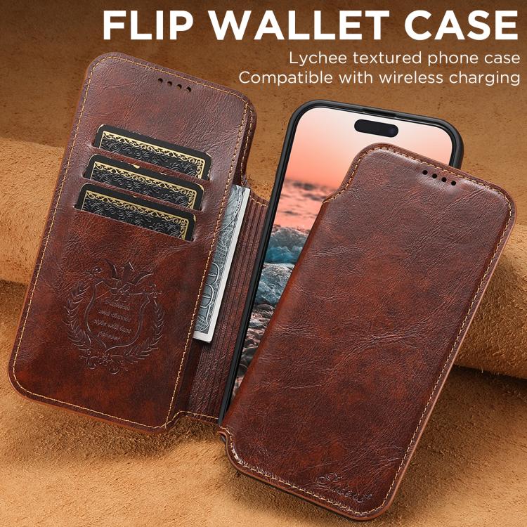 For iPhone 17 Suteni J05 Leather Magnetic MagSafe Phone Case(Khaki) - iPhone 17 Cases by Suteni | Online Shopping UK | buy2fix