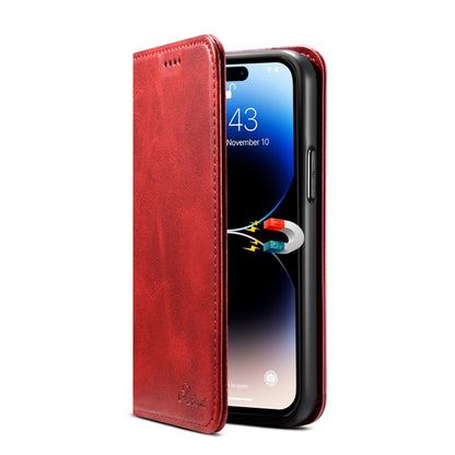 For iPhone 15 Pro Suteni Calf Texture Horizontal Flip Leather Phone Case(Red) - iPhone 15 Pro Cases by Suteni | Online Shopping UK | buy2fix