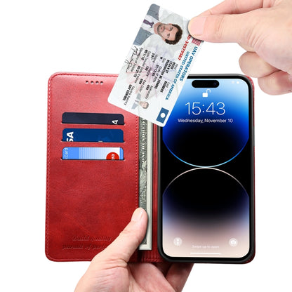 For iPhone 15 Pro Suteni Calf Texture Horizontal Flip Leather Phone Case(Red) - iPhone 15 Pro Cases by Suteni | Online Shopping UK | buy2fix