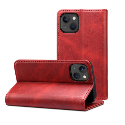For iPhone 15 Plus Suteni Calf Texture Horizontal Flip Leather Phone Case(Red) - iPhone 15 Plus Cases by Suteni | Online Shopping UK | buy2fix