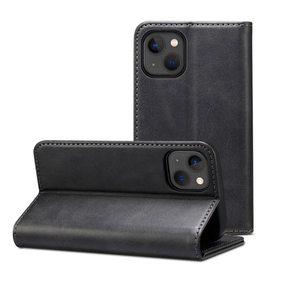 For iPhone 15 Suteni Calf Texture Horizontal Flip Leather Phone Case(Black) - iPhone 15 Cases by Suteni | Online Shopping UK | buy2fix