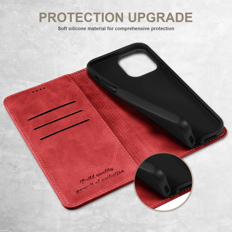 For iPhone 16 Pro Suteni Calf Texture Horizontal Flip Leather Phone Case(Red) by Suteni