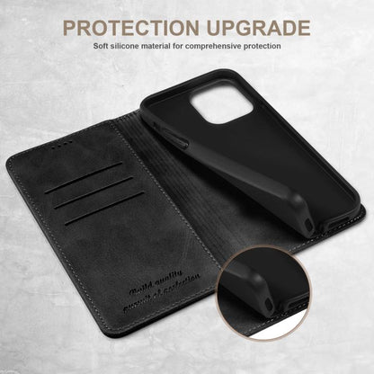 For iPhone 16e Suteni Calf Texture Horizontal Flip Leather Phone Case(Black) - iPhone 16e Cases by Suteni | Online Shopping UK | buy2fix