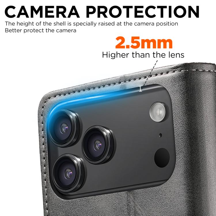 For iPhone 17 Pro Suteni Calf Texture Horizontal Flip Leather Phone Case(Black) - iPhone 17 Pro Cases by Suteni | Online Shopping UK | buy2fix