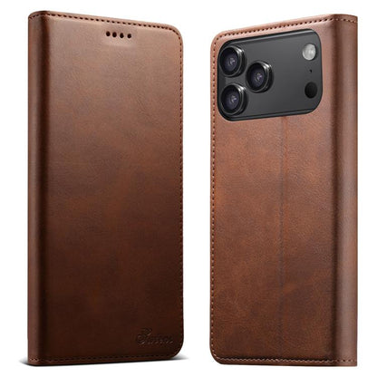 For iPhone 17 Pro Suteni Calf Texture Horizontal Flip Leather Phone Case(Brown) - iPhone 17 Pro Cases by Suteni | Online Shopping UK | buy2fix