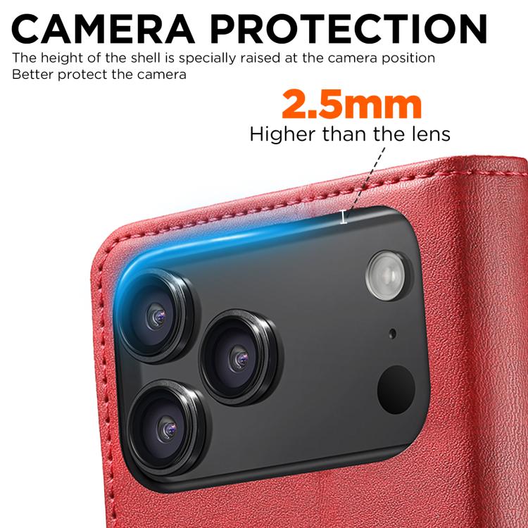 For iPhone 17 Pro Suteni Calf Texture Horizontal Flip Leather Phone Case(Red) - iPhone 17 Pro Cases by Suteni | Online Shopping UK | buy2fix