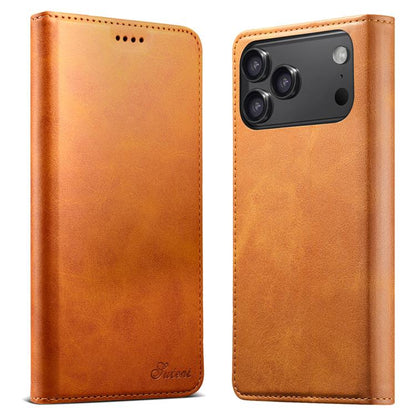 For iPhone 17 Pro Suteni Calf Texture Horizontal Flip Leather Phone Case(Khaki) - iPhone 17 Pro Cases by Suteni | Online Shopping UK | buy2fix