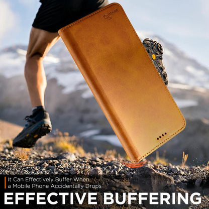 For iPhone 17 Pro Suteni Calf Texture Horizontal Flip Leather Phone Case(Khaki) - iPhone 17 Pro Cases by Suteni | Online Shopping UK | buy2fix