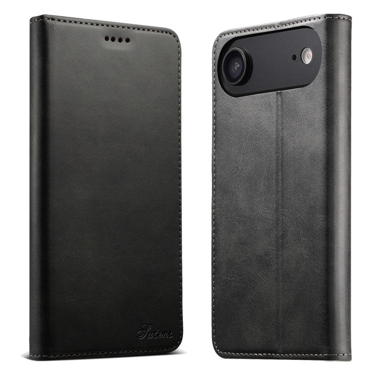 For iPhone 17 Air Suteni Calf Texture Horizontal Flip Leather Phone Case(Black) - iPhone 17 Air Cases by Suteni | Online Shopping UK | buy2fix