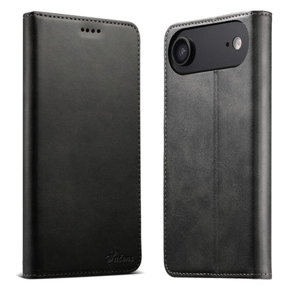 For iPhone 17 Air Suteni Calf Texture Horizontal Flip Leather Phone Case(Black) - iPhone 17 Air Cases by Suteni | Online Shopping UK | buy2fix