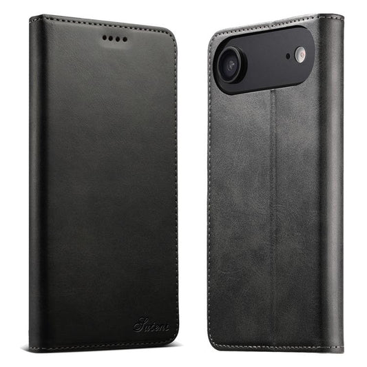 For iPhone 17 Air Suteni Calf Texture Horizontal Flip Leather Phone Case(Black) - iPhone 17 Air Cases by Suteni | Online Shopping UK | buy2fix