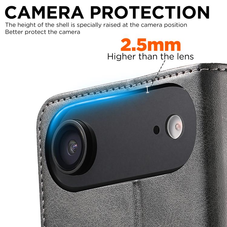 For iPhone 17 Air Suteni Calf Texture Horizontal Flip Leather Phone Case(Black) - iPhone 17 Air Cases by Suteni | Online Shopping UK | buy2fix