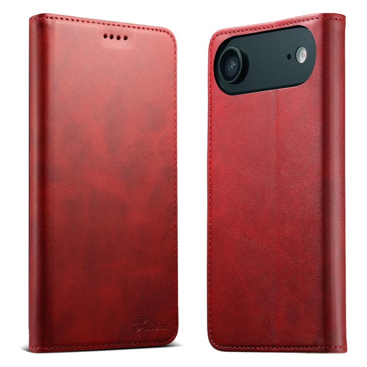 For iPhone 17 Air Suteni Calf Texture Horizontal Flip Leather Phone Case(Red) - iPhone 17 Air Cases by Suteni | Online Shopping UK | buy2fix