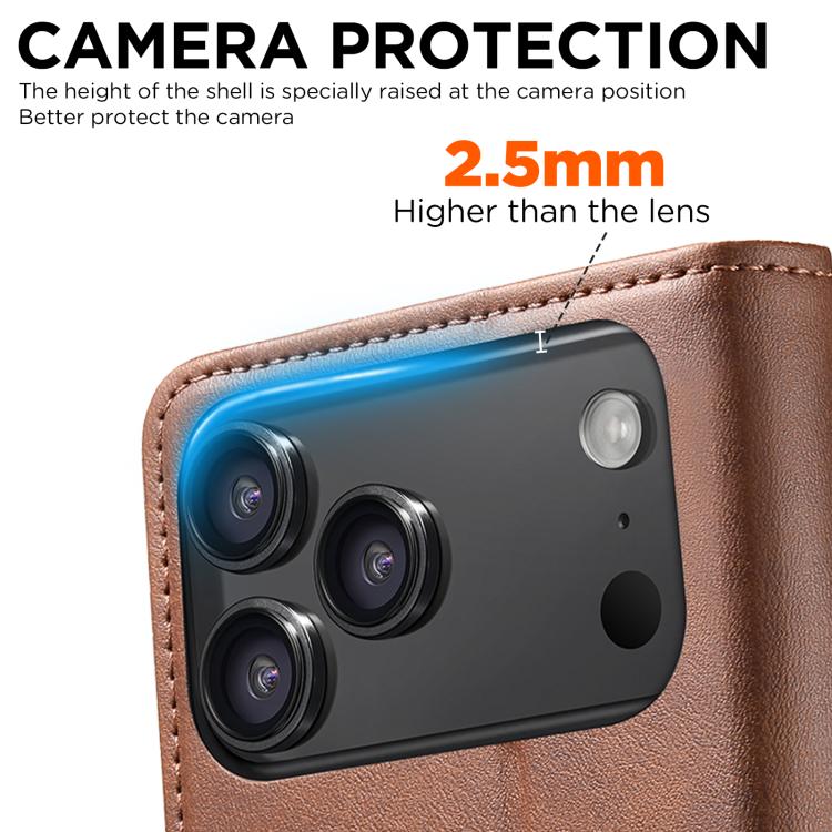 For iPhone 17 Suteni Calf Texture Horizontal Flip Leather Phone Case(Brown) - iPhone 17 Cases by Suteni | Online Shopping UK | buy2fix