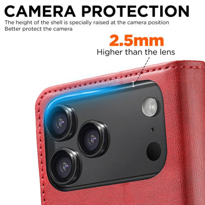 For iPhone 17 Suteni Calf Texture Horizontal Flip Leather Phone Case(Red) - iPhone 17 Cases by Suteni | Online Shopping UK | buy2fix