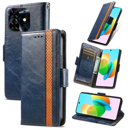 For Tecno Spark 20C / GO 2024 CaseNeo Splicing Dual Magnetic Buckle Leather Phone Case(Blue) by buy2fix