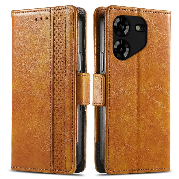 For Tecno Spark 20C / GO 2024 CaseNeo Splicing Dual Magnetic Buckle Leather Phone Case(Khaki) by buy2fix