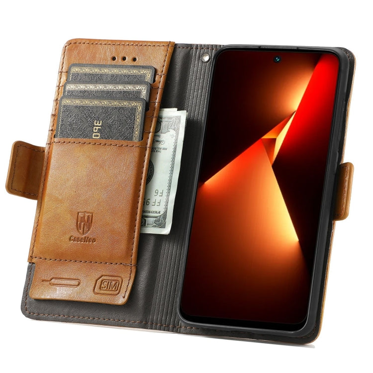 For Tecno Spark 20C / GO 2024 CaseNeo Splicing Dual Magnetic Buckle Leather Phone Case(Khaki) by buy2fix