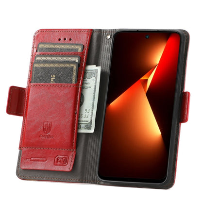 For Tecno Spark 20C / GO 2024 CaseNeo Splicing Dual Magnetic Buckle Leather Phone Case(Red) by buy2fix