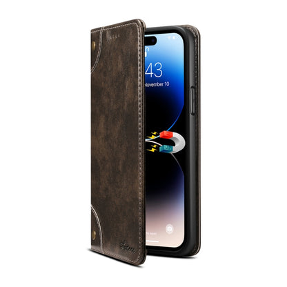 For iPhone 15 Pro Suteni Baroque Calf Texture Buckle Wallet Leather Phone Case(Black) - iPhone 15 Pro Cases by Suteni | Online Shopping UK | buy2fix