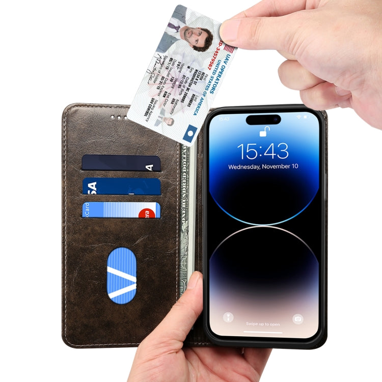 For iPhone 15 Pro Suteni Baroque Calf Texture Buckle Wallet Leather Phone Case(Black) - iPhone 15 Pro Cases by Suteni | Online Shopping UK | buy2fix