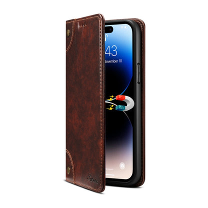 For iPhone 15 Pro Suteni Baroque Calf Texture Buckle Wallet Leather Phone Case(Brown) - iPhone 15 Pro Cases by Suteni | Online Shopping UK | buy2fix